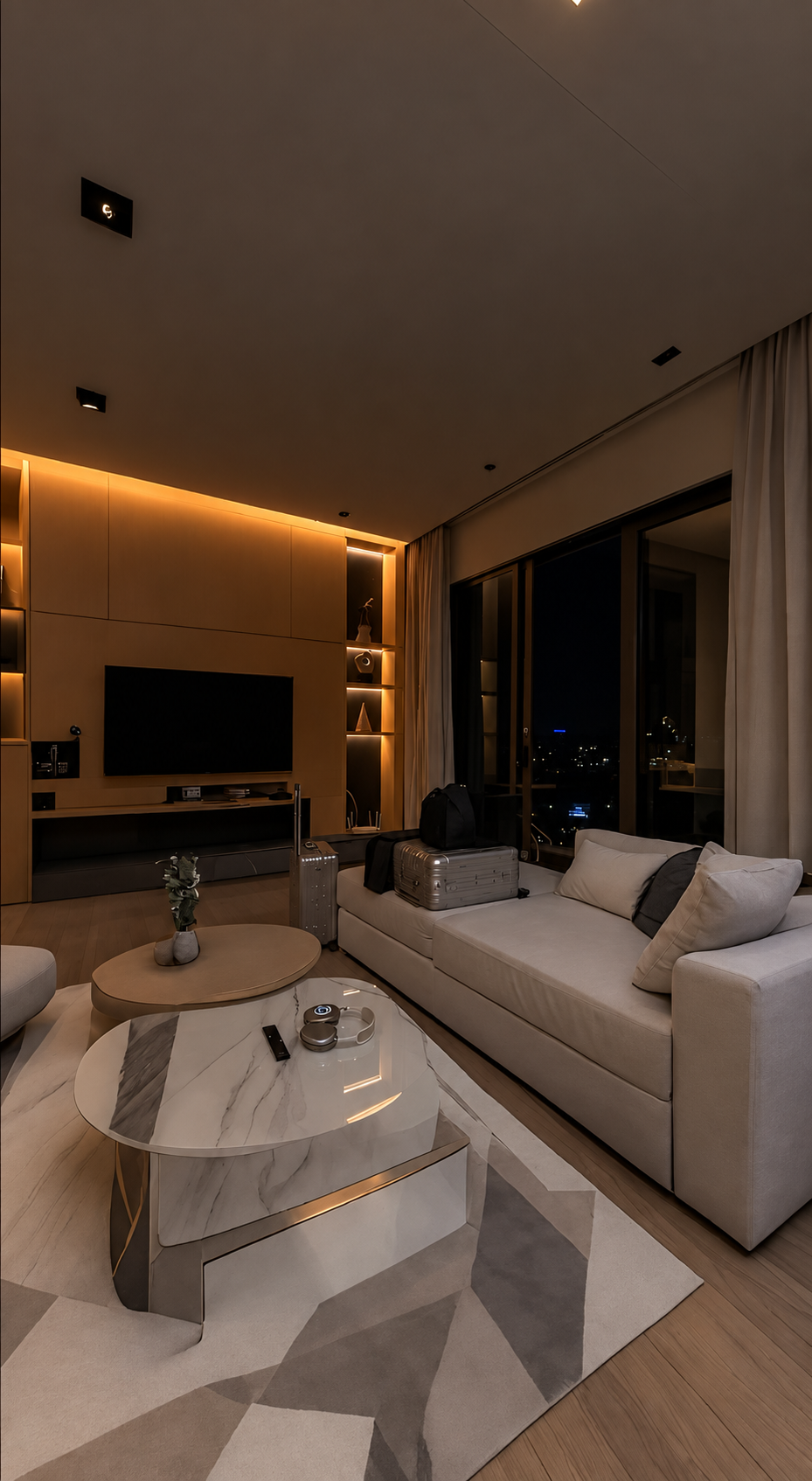 Nighttime apartment interior